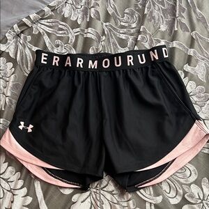 Under Armour Black and Light Pink Women's Athletic Shorts